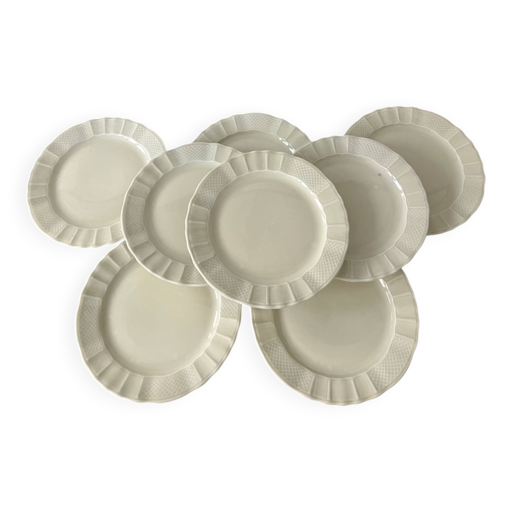 Set of 8 Bernardeau B&C ivory dessert plates