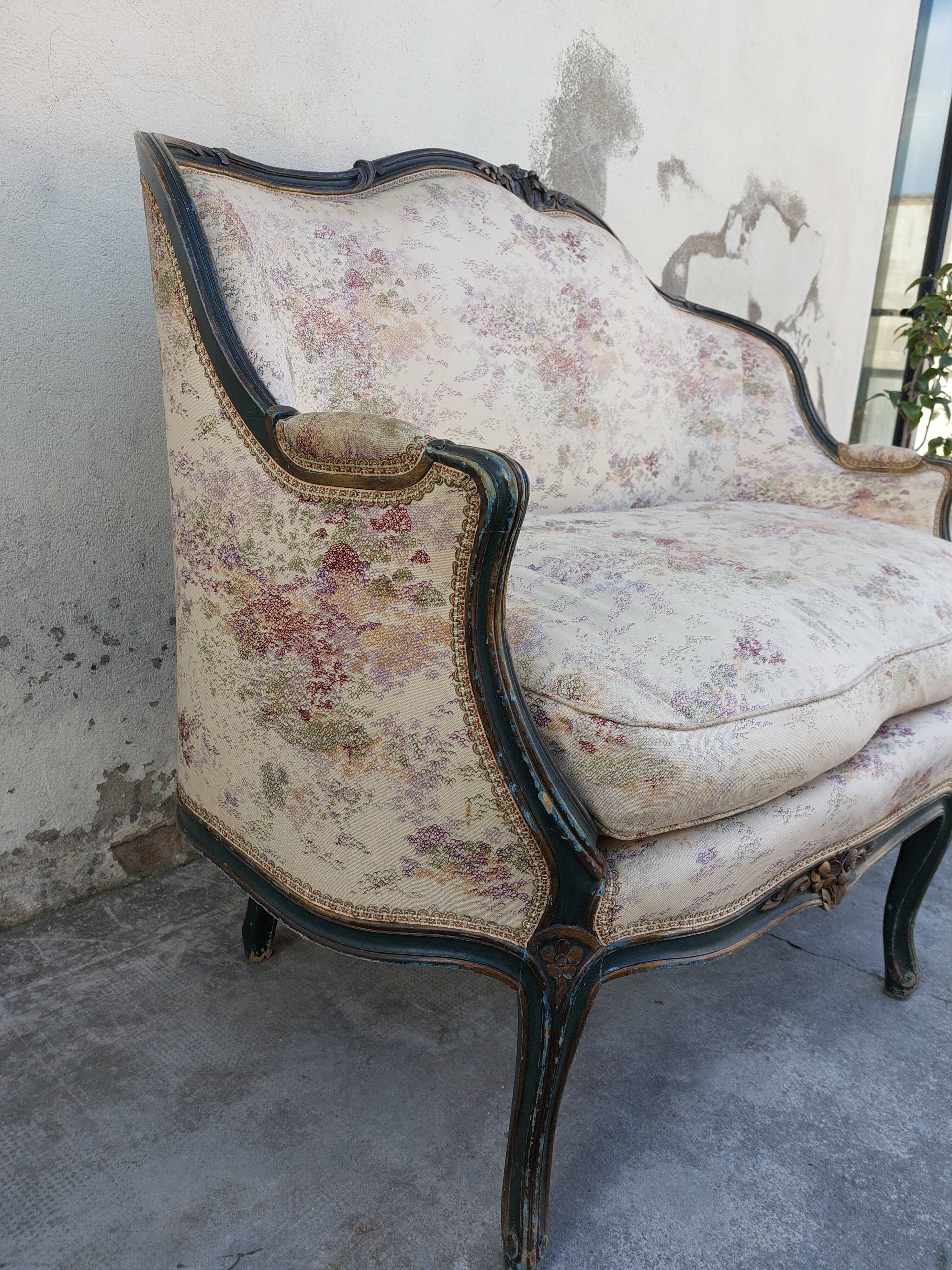 Sofa bench louis XV carved basket