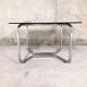 Table basse vintage en verre et métal chromé années 70