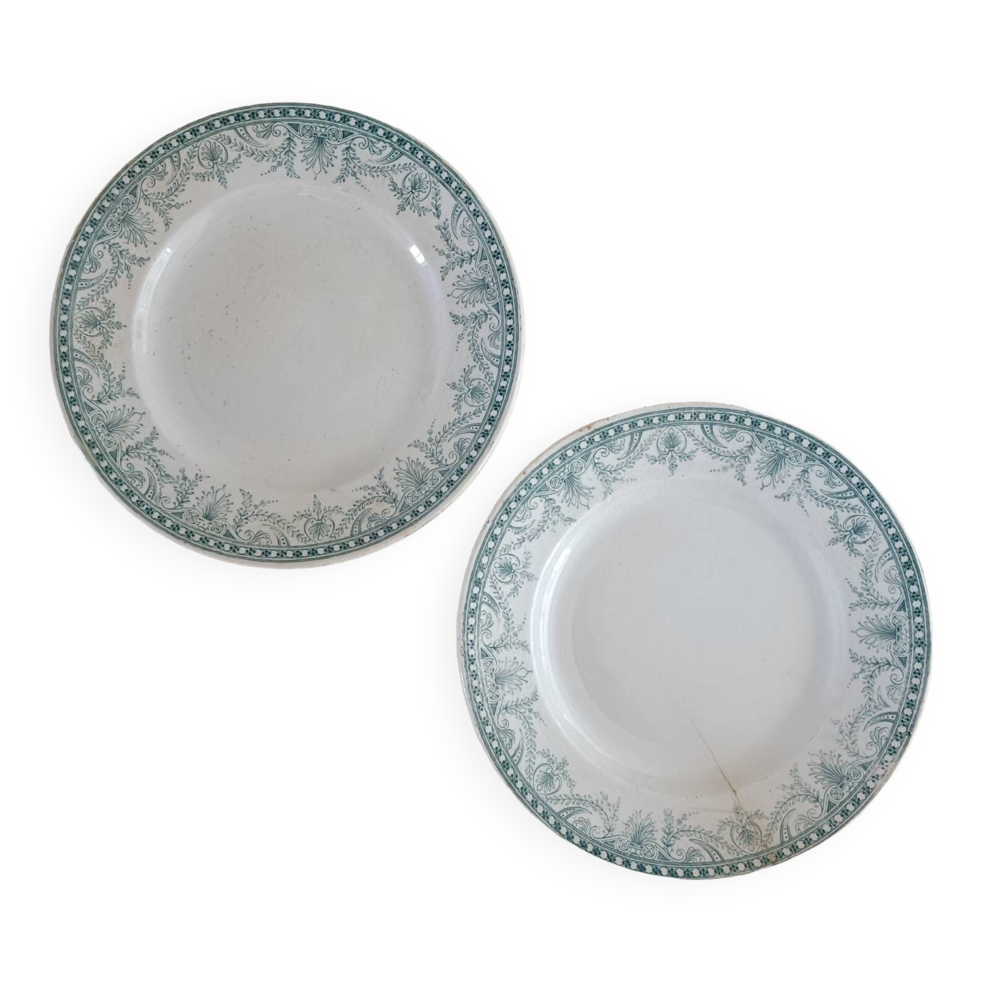 2 iron earthenware plates Moulin des Loups and Hamage