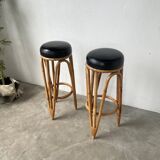 Pair of high rattan stools