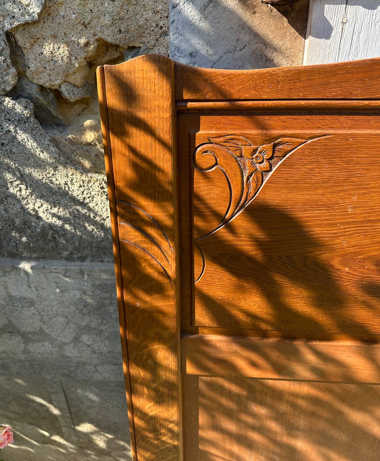 Vintage headboard and footboard in 140cm Art Deco style.