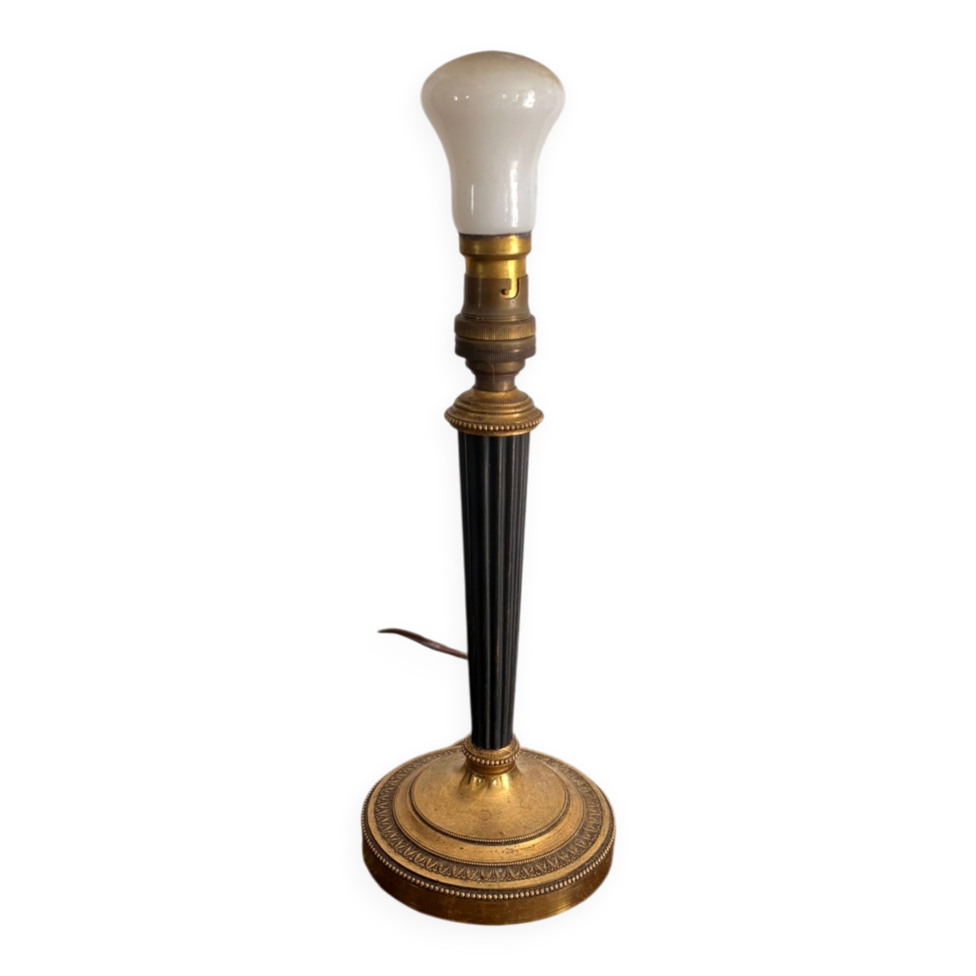 Antique Neo-Classical Column Candle Holder Brass Empire Lamp
