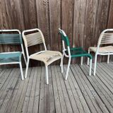 Set of 4 vintage 1960s Scoubidou children's chairs