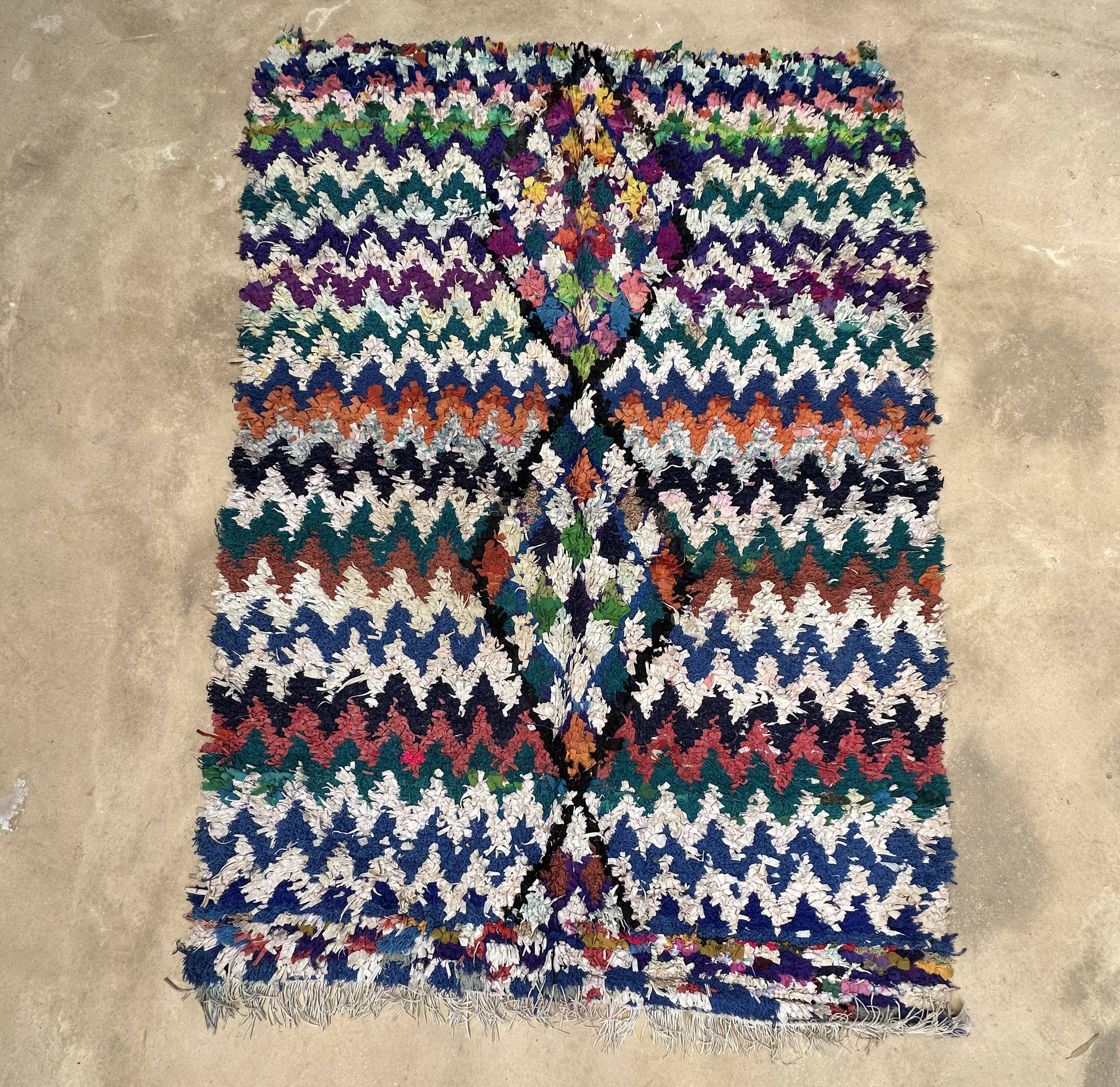 Colorful Boucherouite Moroccan rug - 240 x 165 cm