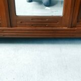 Old art nouveau 3-door wardrobe with mercury mirror