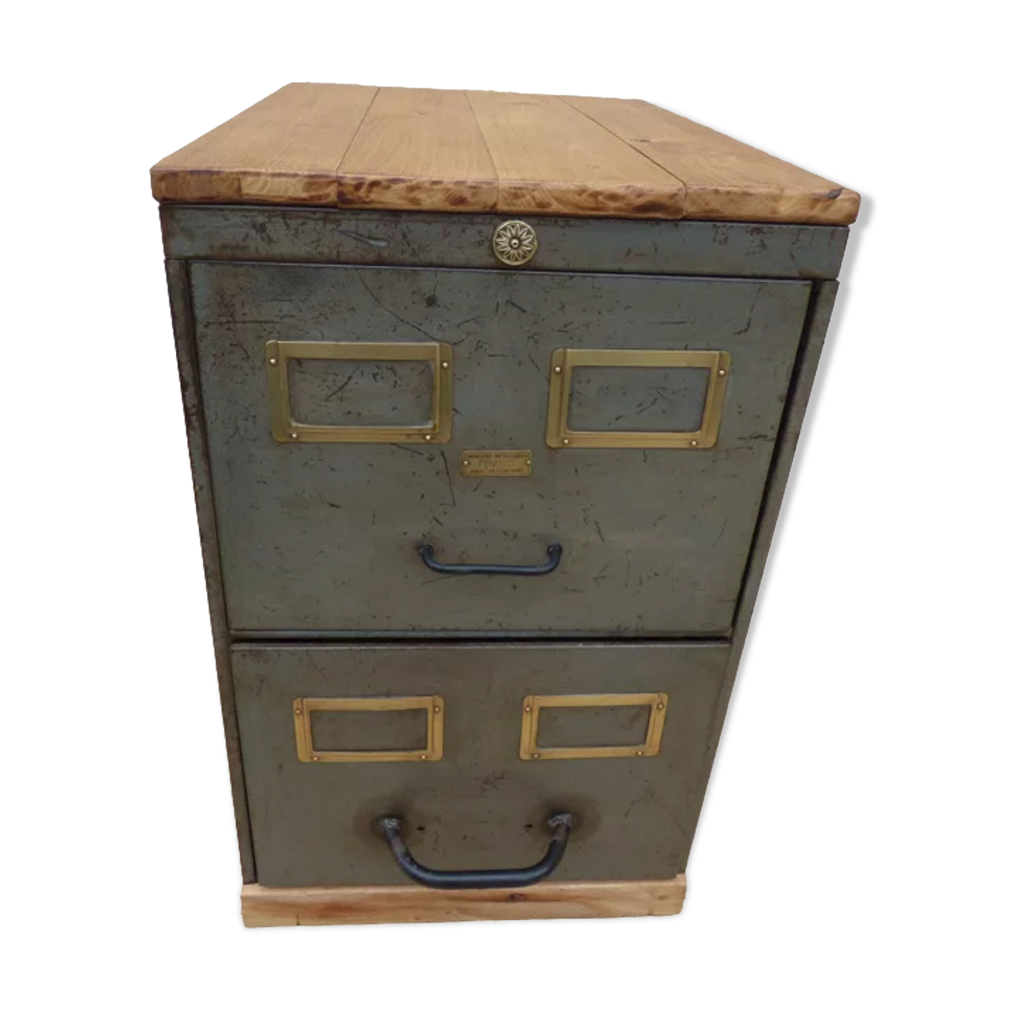 Real industrial furniture two drawers brand RONEO metal mobiler Paris -Lilas