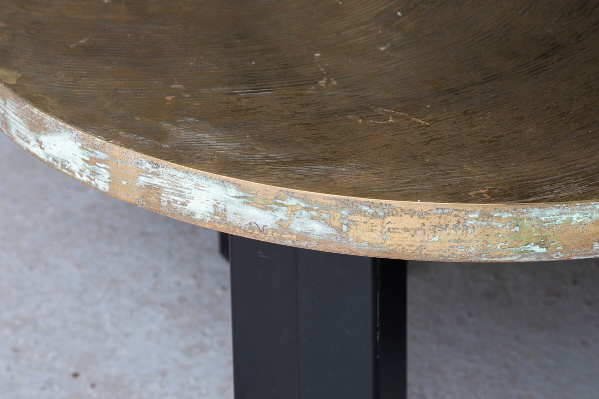 Coffee table in etched brass by Christian Krekels, Belgium, 1990