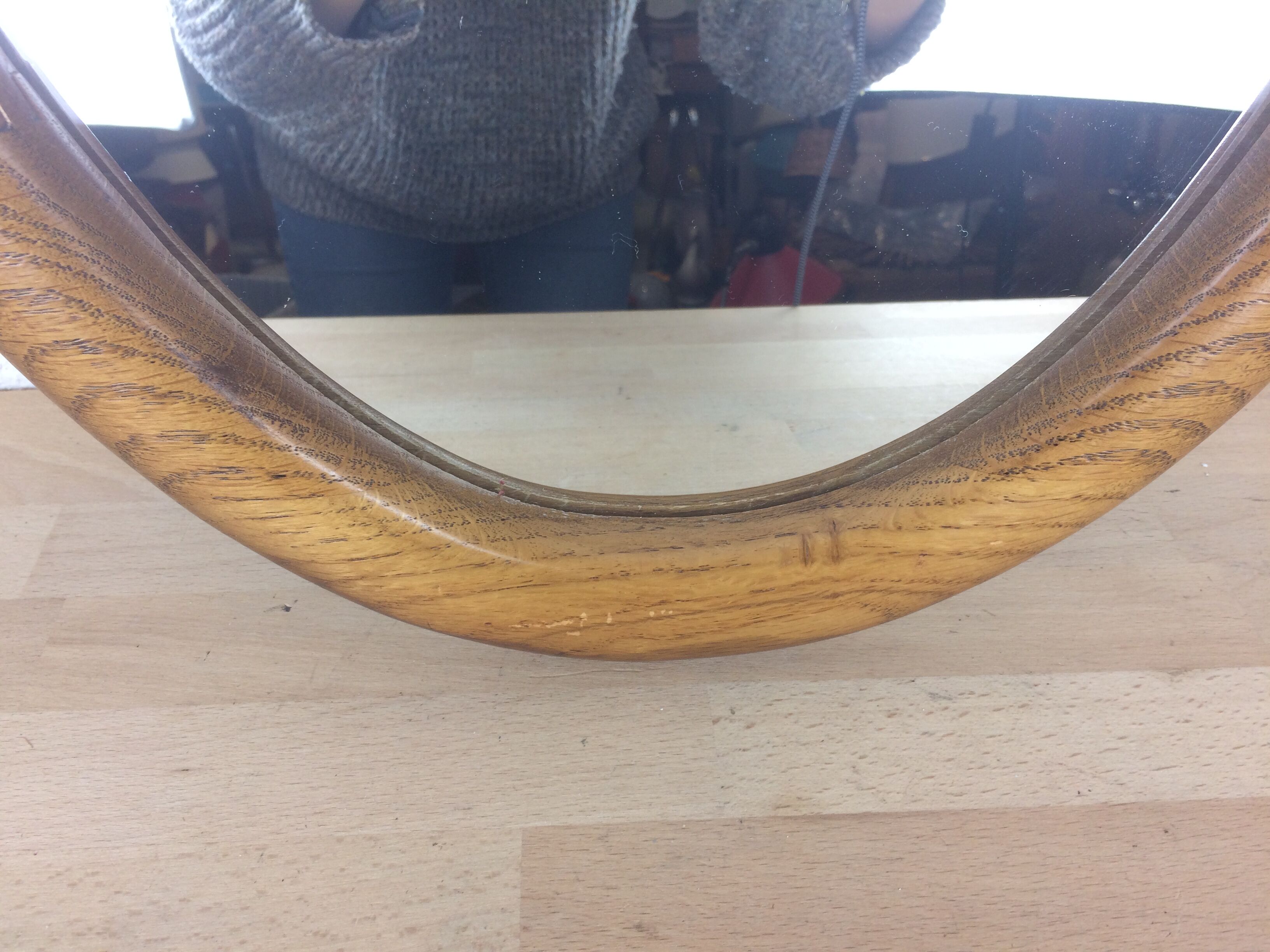 Oval mirror strapping wood 93 x 46 cm