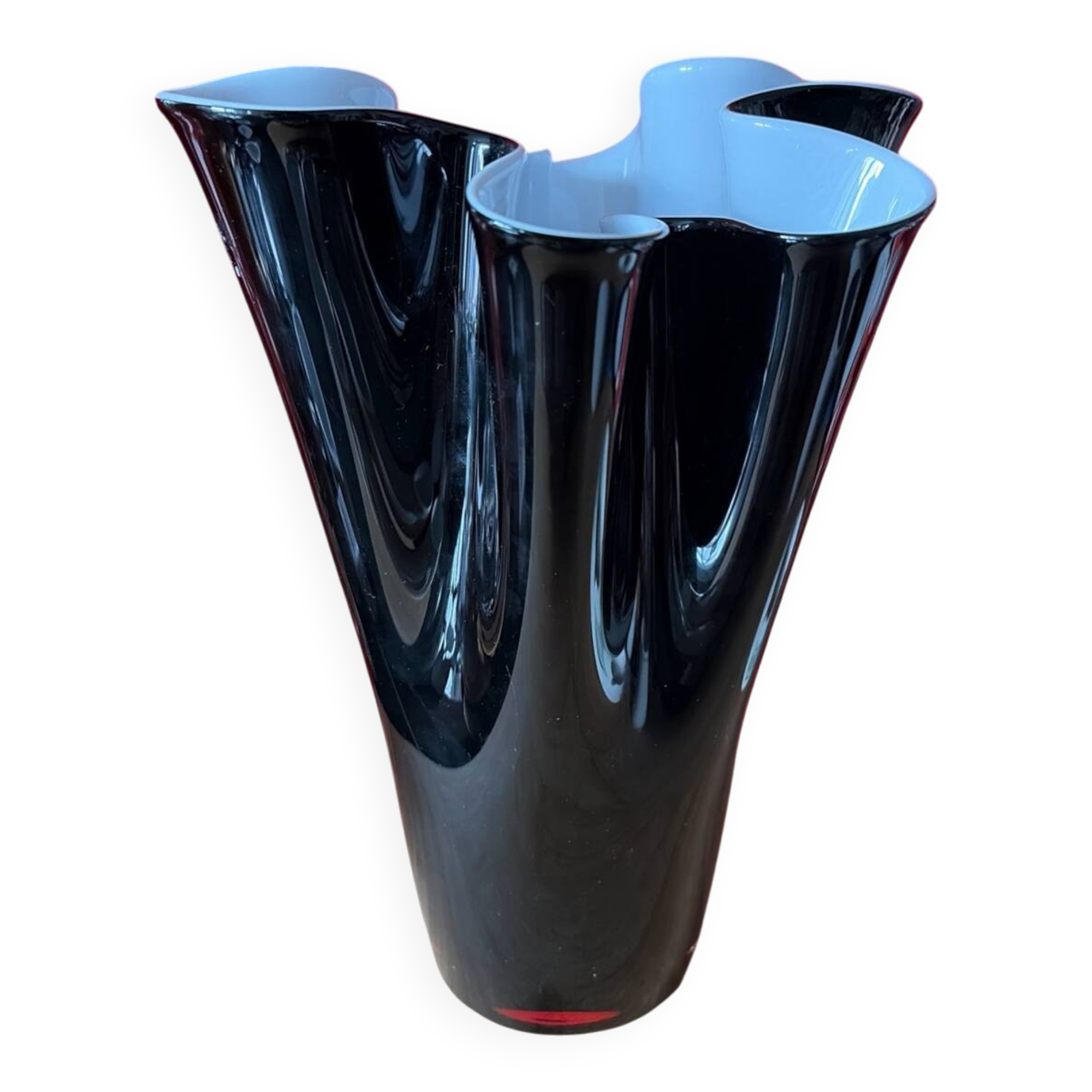 Large Black and White Handkerchief Vase in Murano Glass? H 30cm