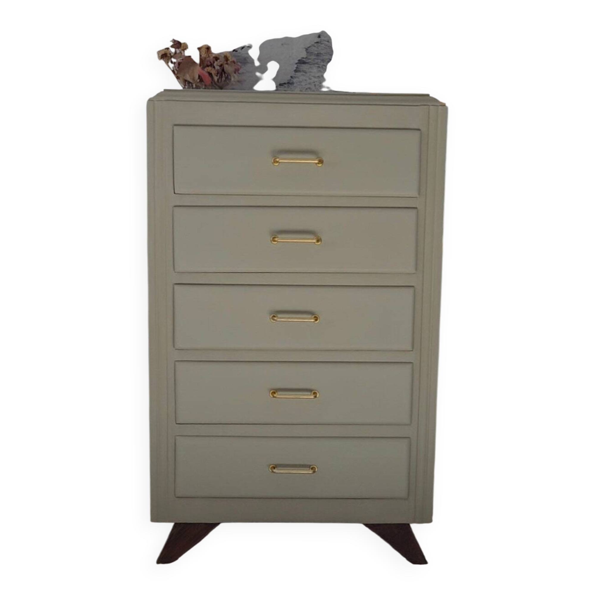 Chiffonnier 5 tiroirs et pieds compas vintage