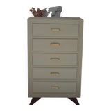 Chiffonnier 5 tiroirs et pieds compas vintage