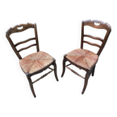Pair of antique straw-seated chairs