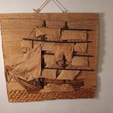 Vintage tapestry boat decor