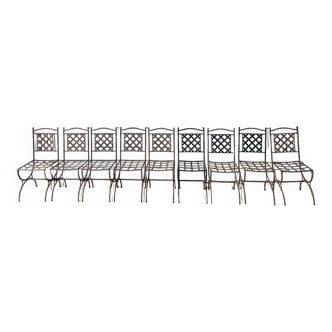 Lot suite de chaises en fer forgé intérieur extérieur de jardin en bon état