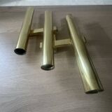 Tubular wall sconces in brass, Italian design from the 1970s, attributed.