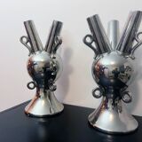 2 Large Vintage Vases • Chrome Ceramic • XXL • 1990