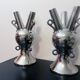 2 Large Vintage Vases • Chrome Ceramic • XXL • 1990
