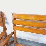 Vintage garden furniture set consisting of a table with extensions and 4 armchairs