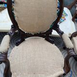 Pair of reupholstered convertible armchairs, 1930s-40s