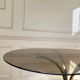 Vintage smoked glass oval dining table