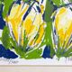 Cheerful silkscreen "yellow tulips" by Ad van Hassel, Dutch art