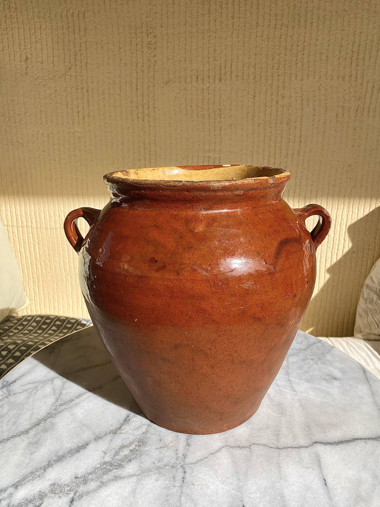 Ancien pot en terre cuite vernissée XIXeme