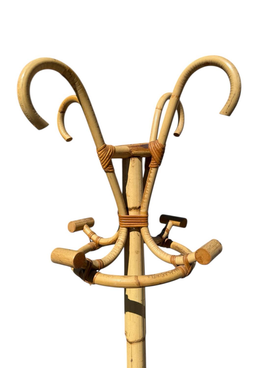 1960s Rattan Coat Rack from France