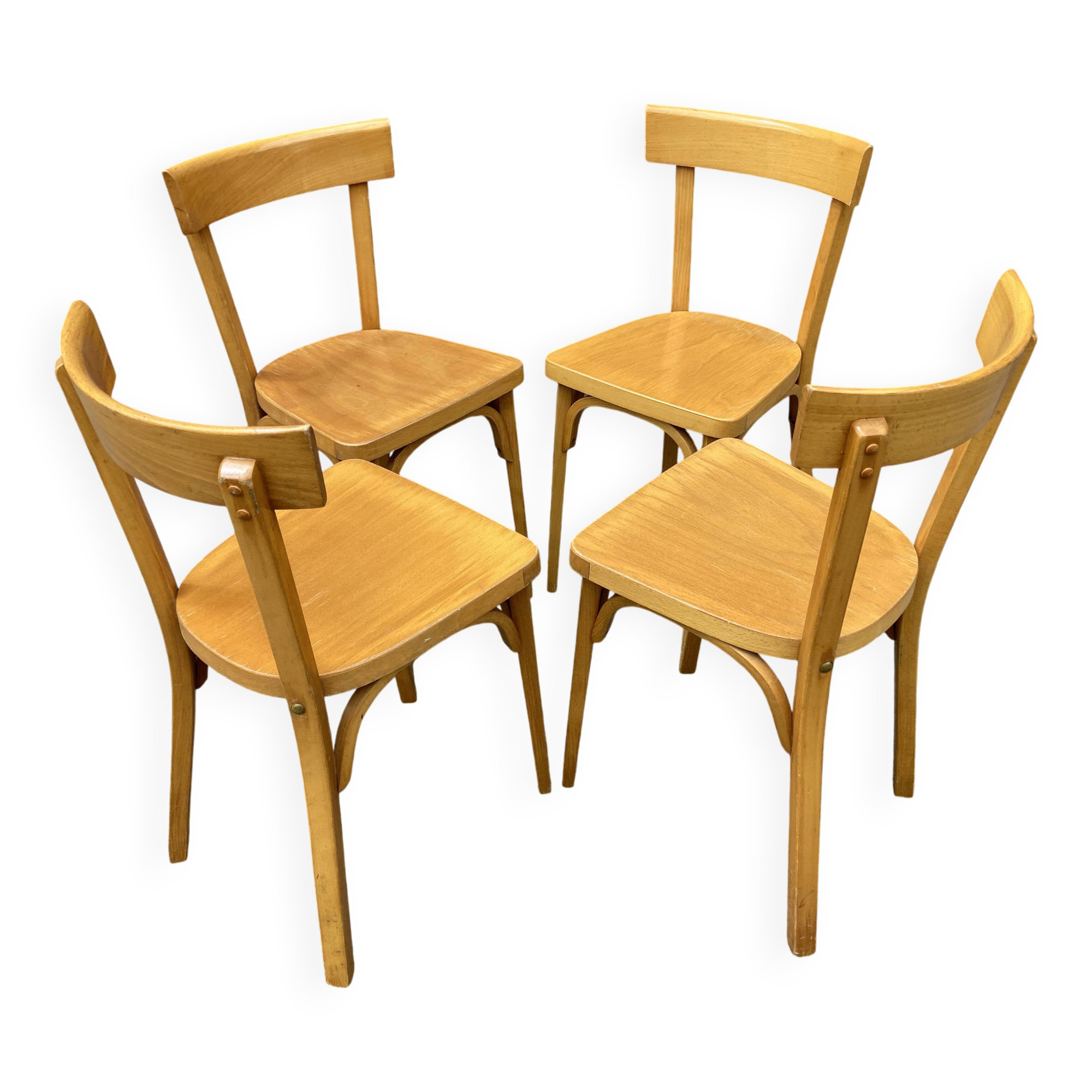 4 Viennese Baumann chairs Curved wood Restaurant Paris bistro