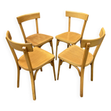 4 Viennese Baumann chairs Curved wood Restaurant Paris bistro