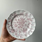Assiettes à dessert ancienne joli motif floral rose