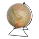 Old illuminated globe world map made of glass and paper.