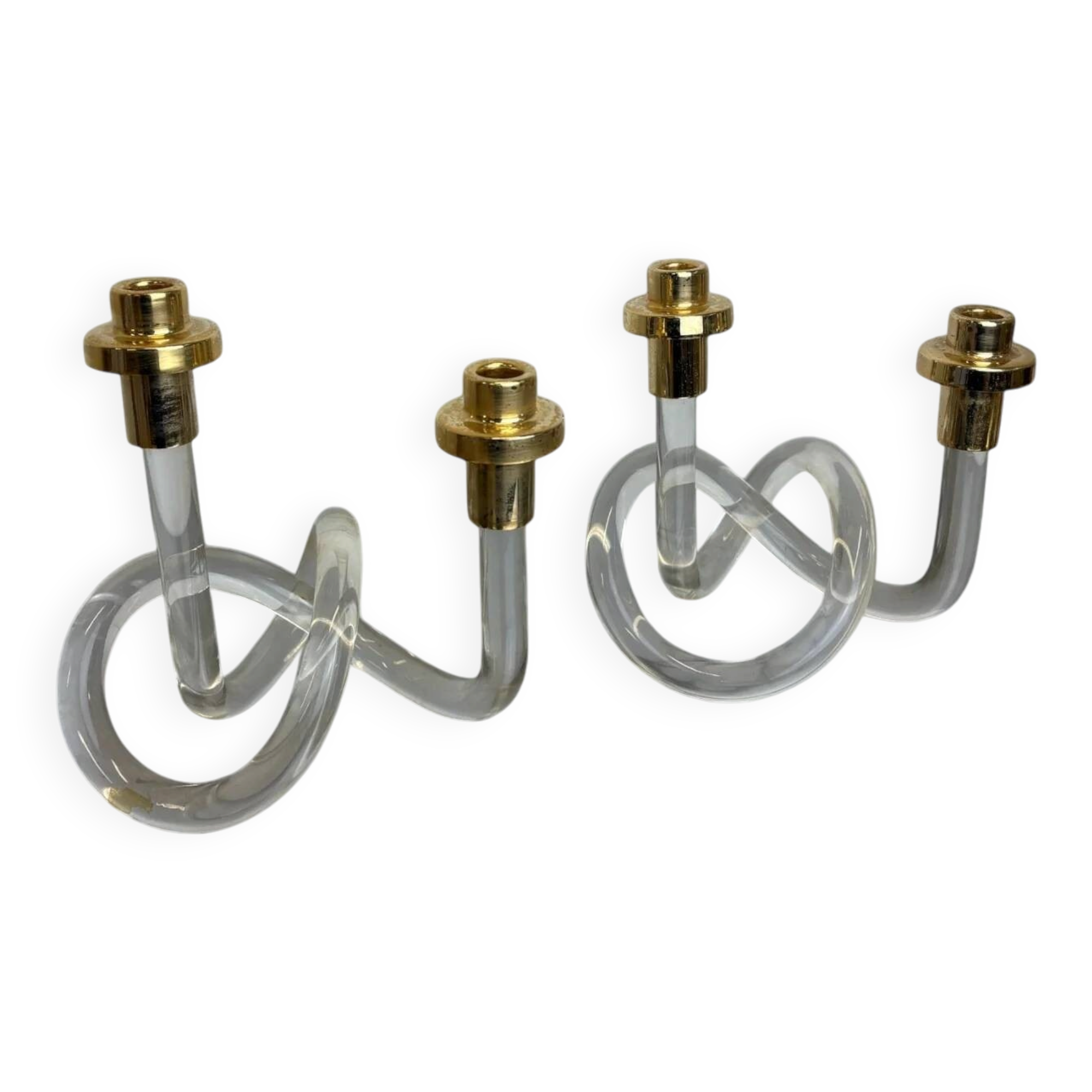 Pair of pretzel candlesticks by Dorothy Thorpe, 1970s