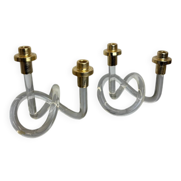 Pair of pretzel candlesticks by Dorothy Thorpe, 1970s