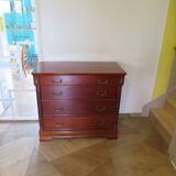 4-drawer chest of drawers – Cherry stain – Imitation Empire style – 80s