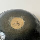 Large handmade spinning top vase in glazed ceramic and signed circa 1950