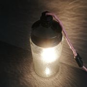 1990s Russian Soviet glass mason jar table lamp lantern Industrial