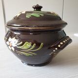 Large glazed terracotta covered pot