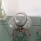 Vases / photophores ''Venetian'' Blown glass inking wrought iron - 1940s