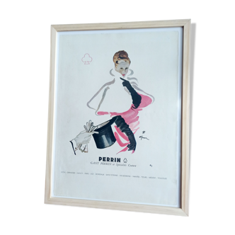 Affiche années 30 imprimé publicitaire original Gant Perrin