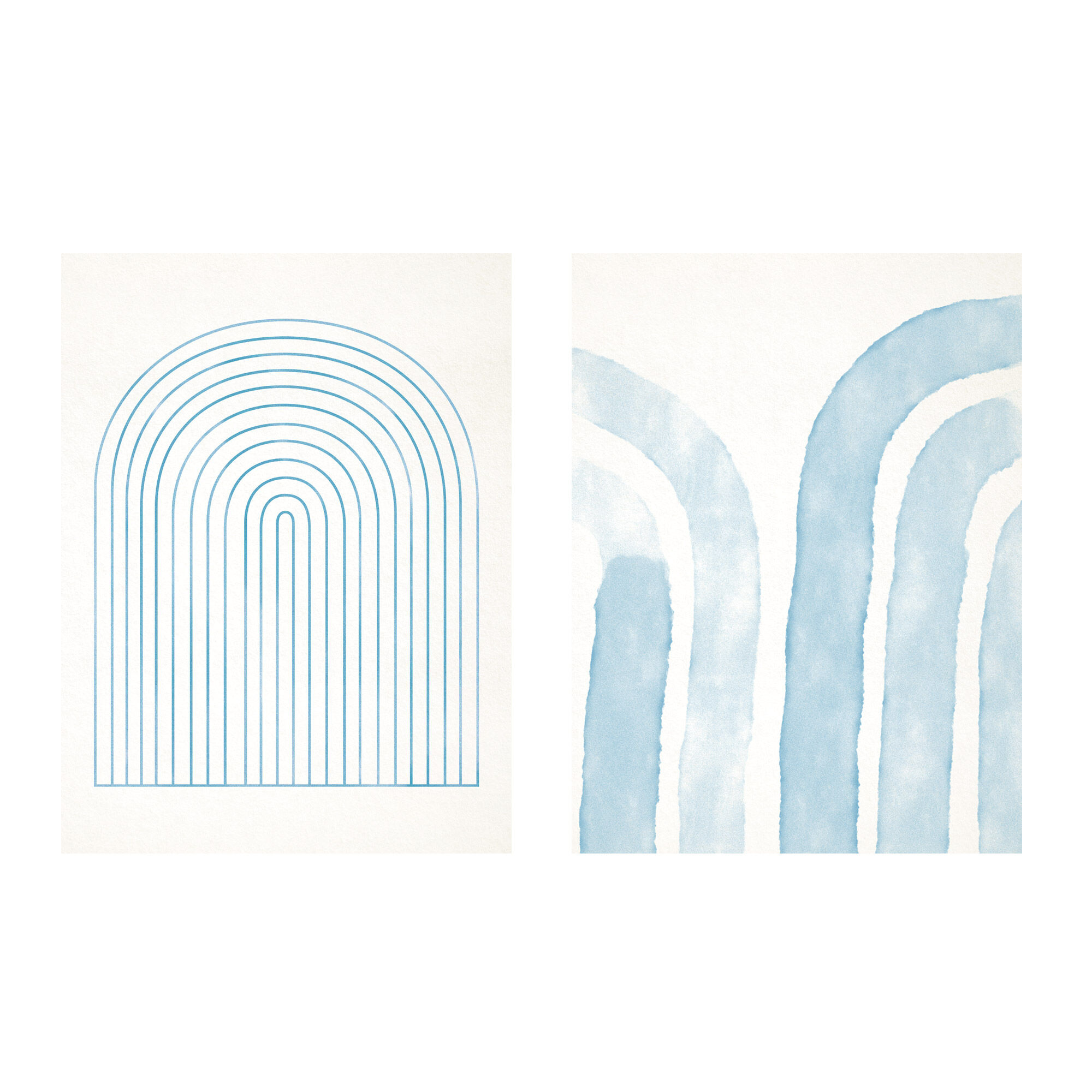Pair of giclee prints, abstract blue wall art set of two, 50x70cm