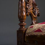 19th century Italian Renaissance style carved walnut corner chairs, set of 2