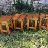Old rustic vintage brutalist wooden stools