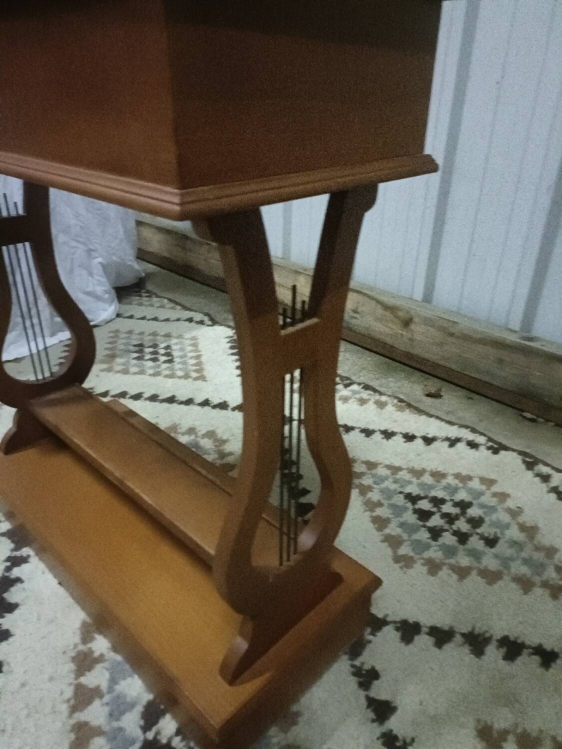 Indoor wooden planter, lyre legs, zinc tray