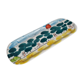 Enamelled ceramic dish, hand painted, Portugal, 36 cm