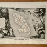 Carte illustrée de la Martinique et l'Amérique du Sud 1840