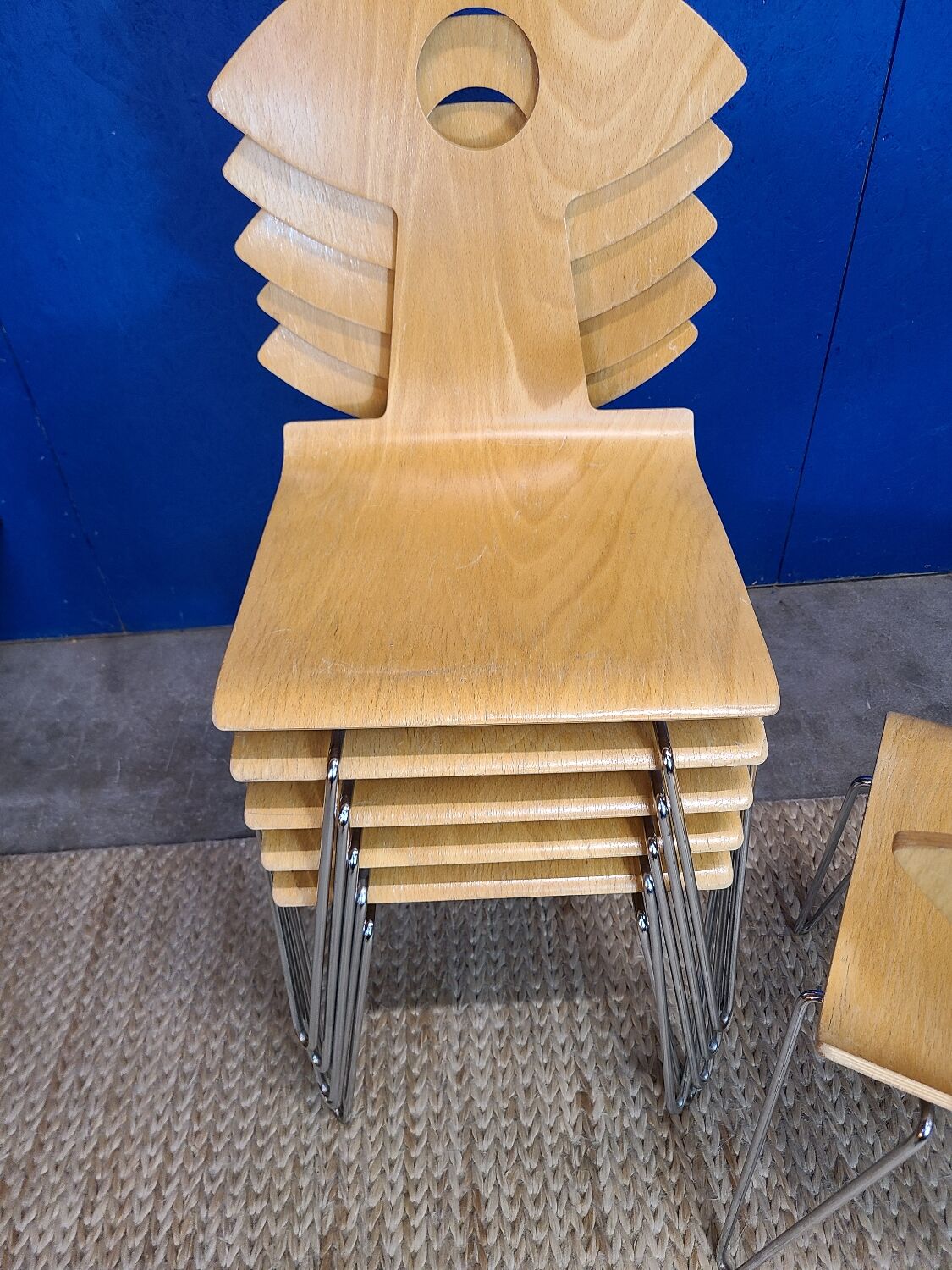 Suite de 6 chaises empilables Yamakado "Cocotte" - circa 1990