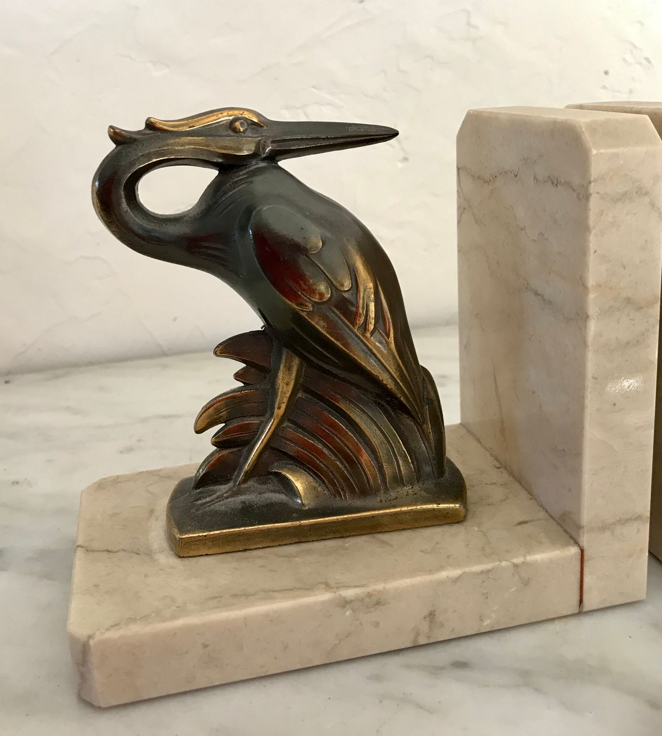 Art deco heron bookends