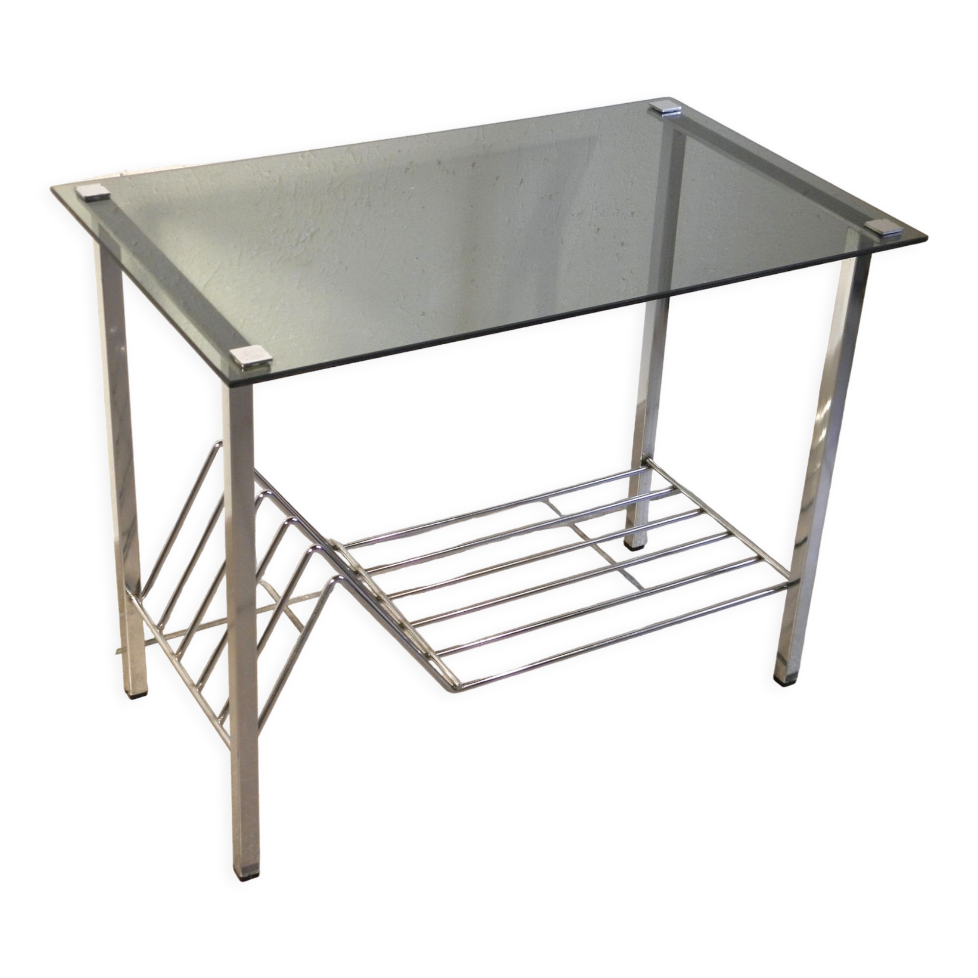 Glass and chrome coffee table 1970