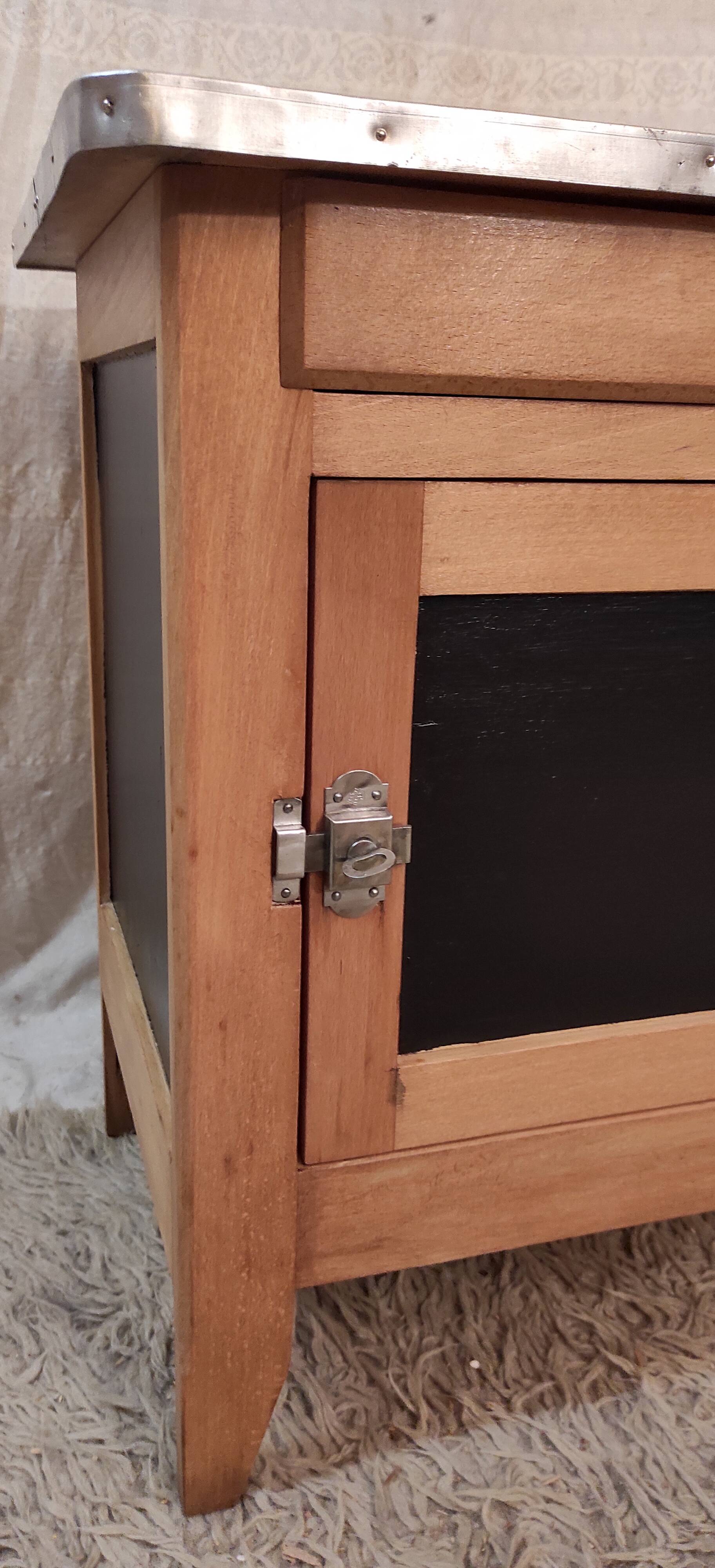 Parisian buffet in solid wood and enamelled sheet metal - mid 20th century.